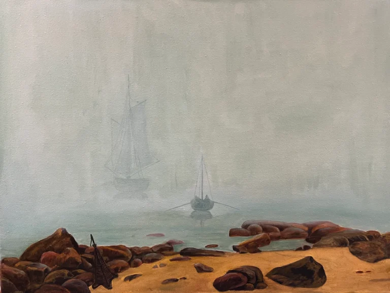 sea beach in the fog master copy oil painting