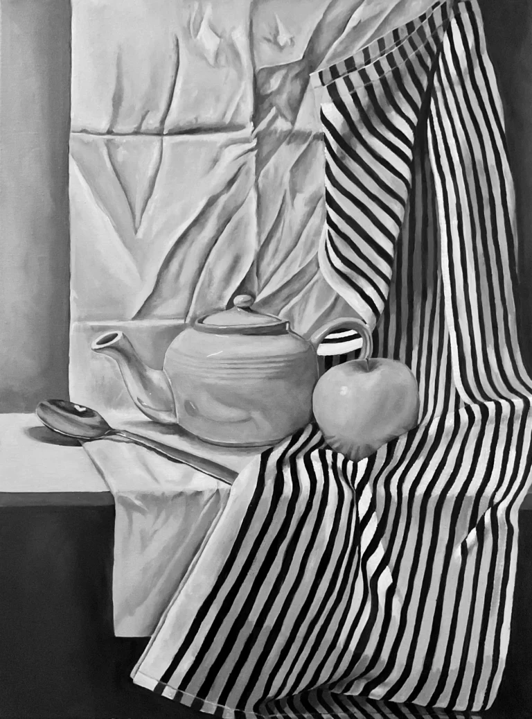 still life painting black and white